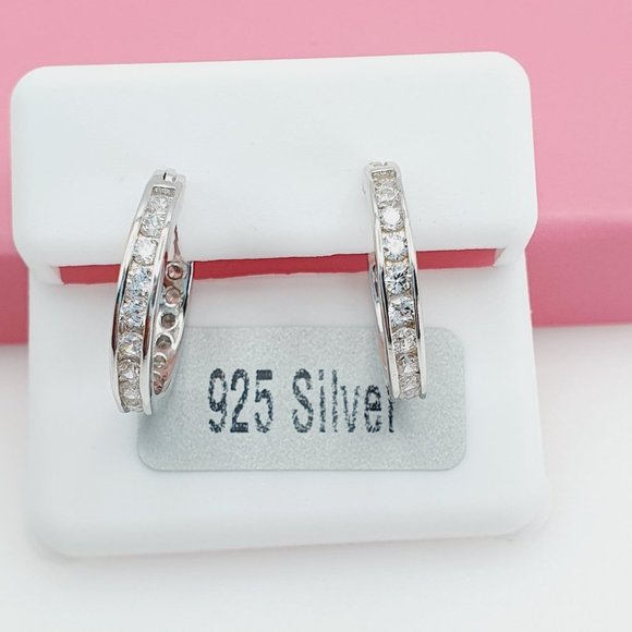 "925 Sterling Silver Cubic Zirconia Earrings, U19254642